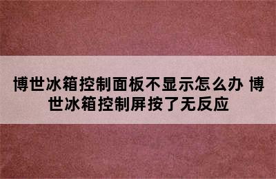 博世冰箱控制面板不显示怎么办 博世冰箱控制屏按了无反应